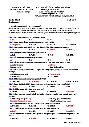 Đề thi thử Tốt nghiệp THPT môn Hóa học lần 4 - Mã đề 401 - Năm học 2019-2020 - Trường THPT Hồng Lĩnh (Có đáp án)